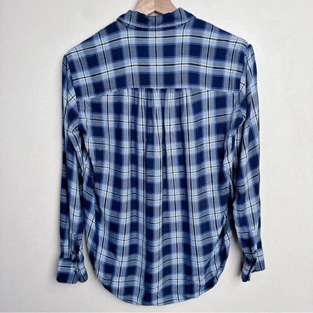 Madewell Womens Size Xsmall Central  Lansford Plaid Blue Long Sleeve - Picture 13 of 13